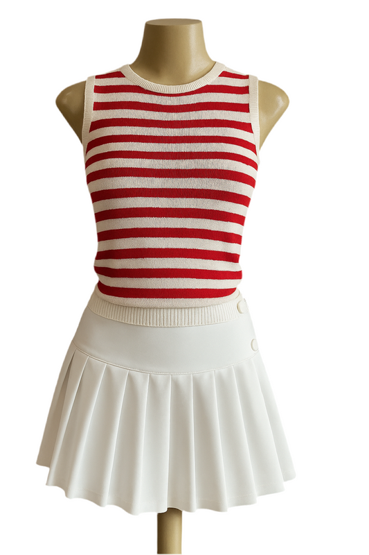 Blusa sin mangas rayas rojas