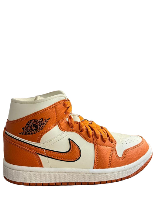 Tenis jordán 1 mid Naranja-blanco